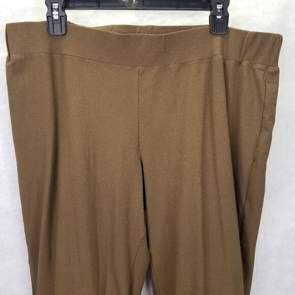 EILEEN FISHER Ponte Knit Pants Women L Pull on Cropped Crepe Stretch Cocoa Brown - Picture 2 of 12